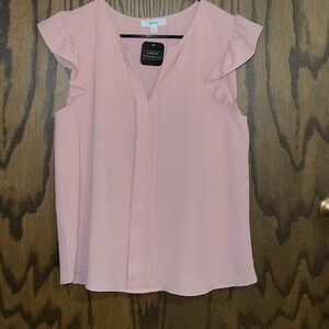 Michele Women's Soft Pink Flutter Sleeve Blouse